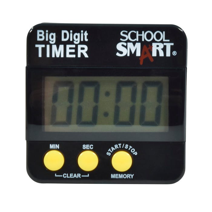 School Smart Big Digit Timer, Large LCD, Black