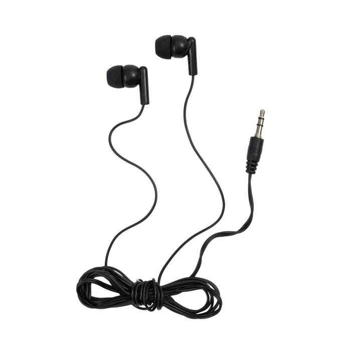 Califone E1 Stereo Earbuds, 3.5mm Plug, Black