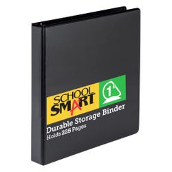 School Smart Durable Polypropylene D-Ring Binder, 1 Inch, Black