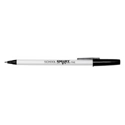 School Smart Round Stick Pen, Fine Tip, Black, Pack of 12 038162