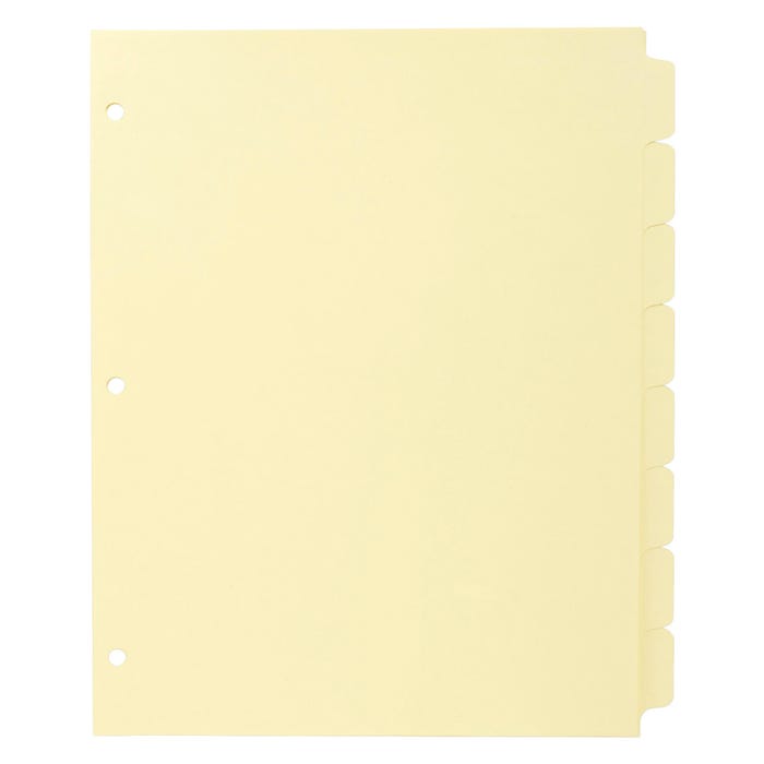 Business Source Plain Tab Indexes, 8 Tab, Canary, 24 Sets