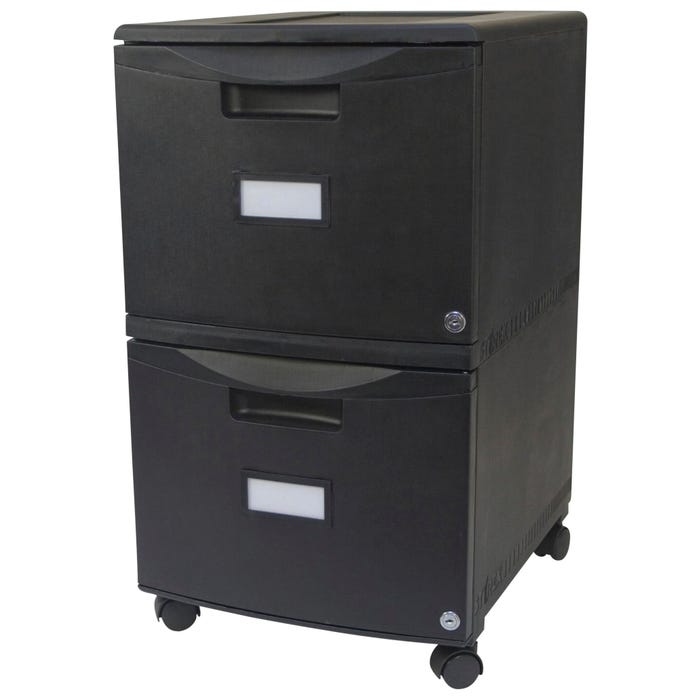 Storex Ind. 2-Drawer Locking Mobile Filing Cabinet -- File Cabinet, 2 Drawers, Ltr/Lgl, 15-1/2 x 18-1/2 x 26-1/4 Inches, BLACK