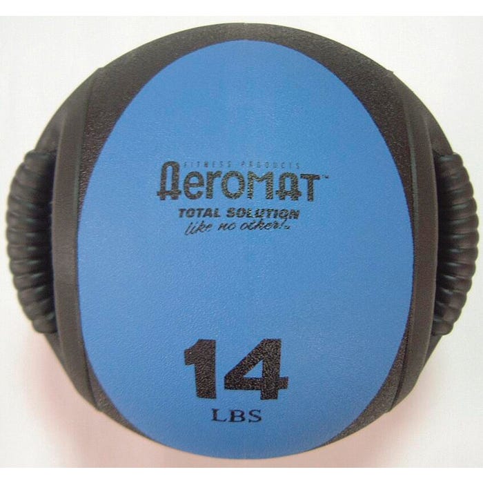 Aeromat Dual Grip Power Medicine Ball, 14 Pounds, Blue and Black