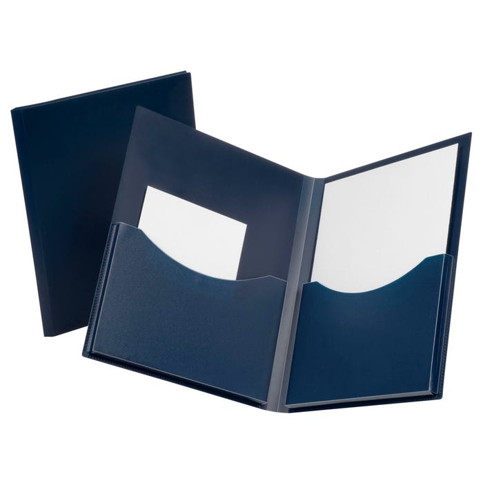Oxford Double-Stuff 2-Pocket Portfolio, 200 Sheet Capacity, Navy Blue