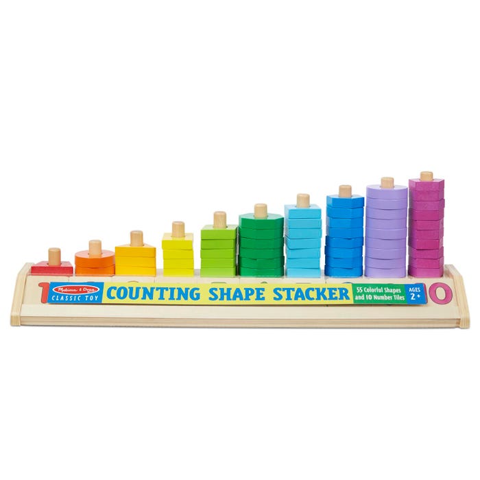 Melissa & Doug Wooden Counting Shapes Stacker, 66 Pieces