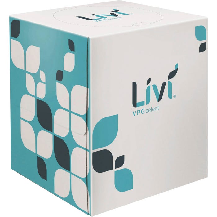 Livi VPG Facial Tissues, 2-Ply, 90 Tissues Per Box, Pack of 36 Boxes