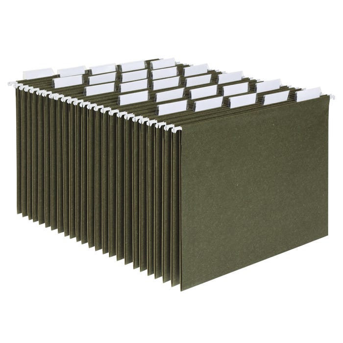 Pendaflex Essentials Hanging File Folder, 1/5 Cut, Letter Size, Standard Green, Pack of 25