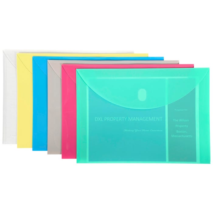 C-Line Poly Envelopes with Hook & Loop Closure, Letter Size, Assorted Colors, Pack of 36
