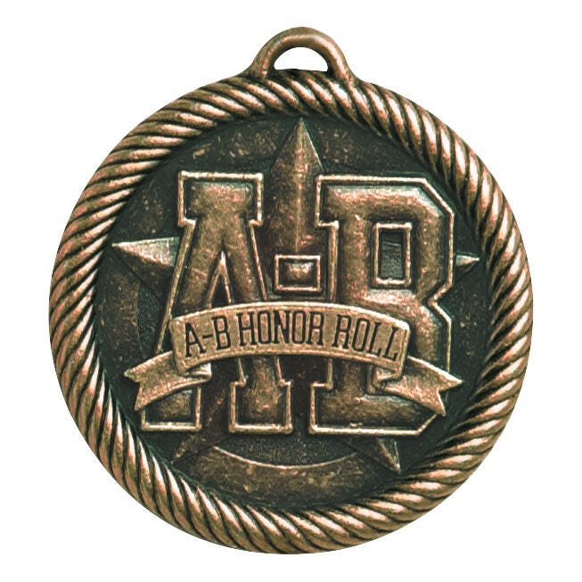 PDU CAT Multi-Level Dovetail/A-B Honor Roll Value Medal, 2 Inches, Solid Die Cast, Bronze