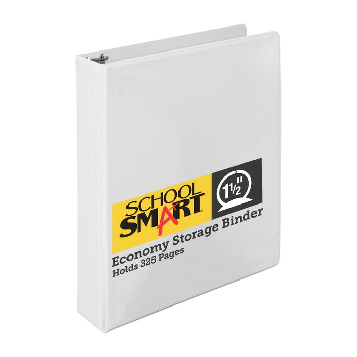 School Smart Round Ring Binder, Polypropylene, 1-1/2 Inches, White