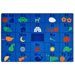 Carpets for Kids KIDSValue PLUS Alphabet Seating Rug, 7 Feet 6 Inches x 12 Feet, Rectangle, Blue, Item Number 2101513