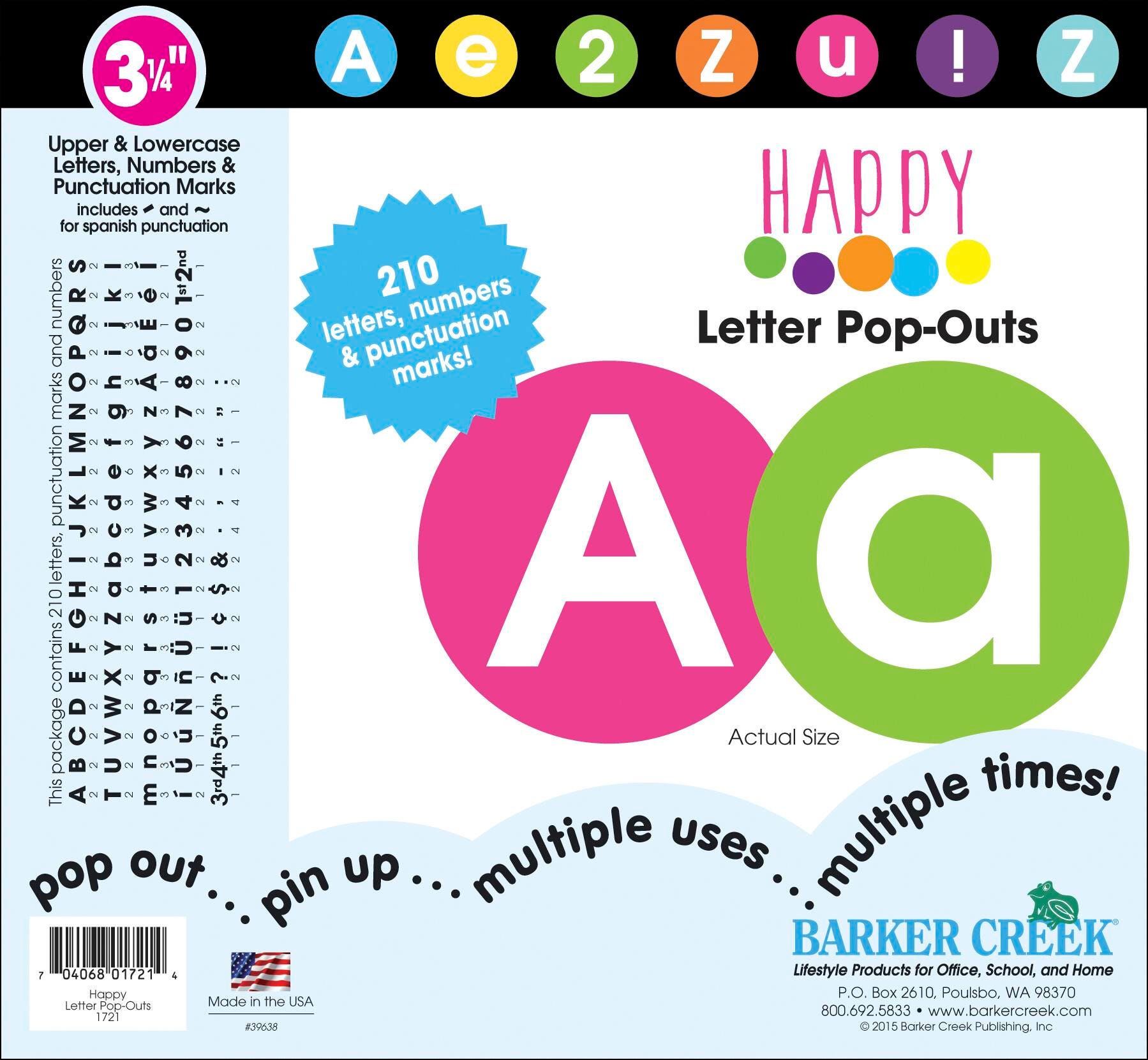 Barker Creek Happy Circle Letters, 3-1/4 in 1537128