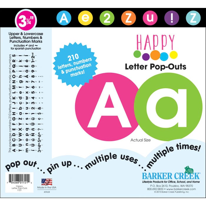 Barker Creek Happy Circle Letters, 3-1/4 in