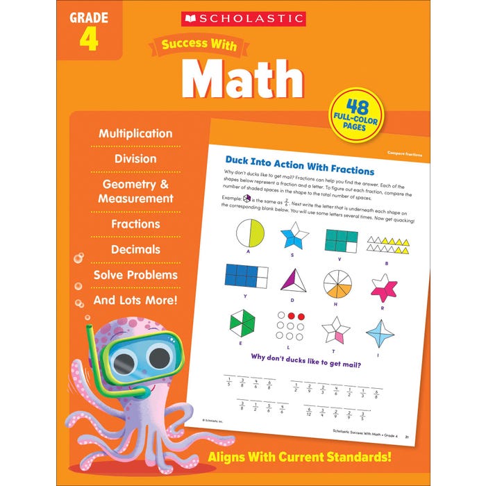 Scholastic Workbook Success With Math, Grade 4