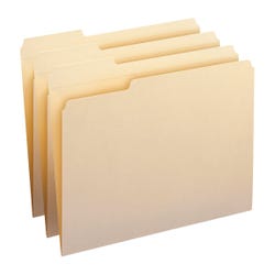 Smead Reinforced File Folder, Letter Size, 1/3 Left Cut, Manila, Pack of 100