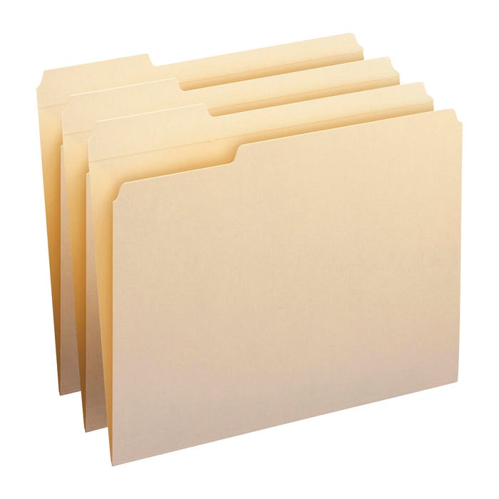 Smead Reinforced File Folder, Letter Size, 1/3 Left Cut, Manila, Pack of 100