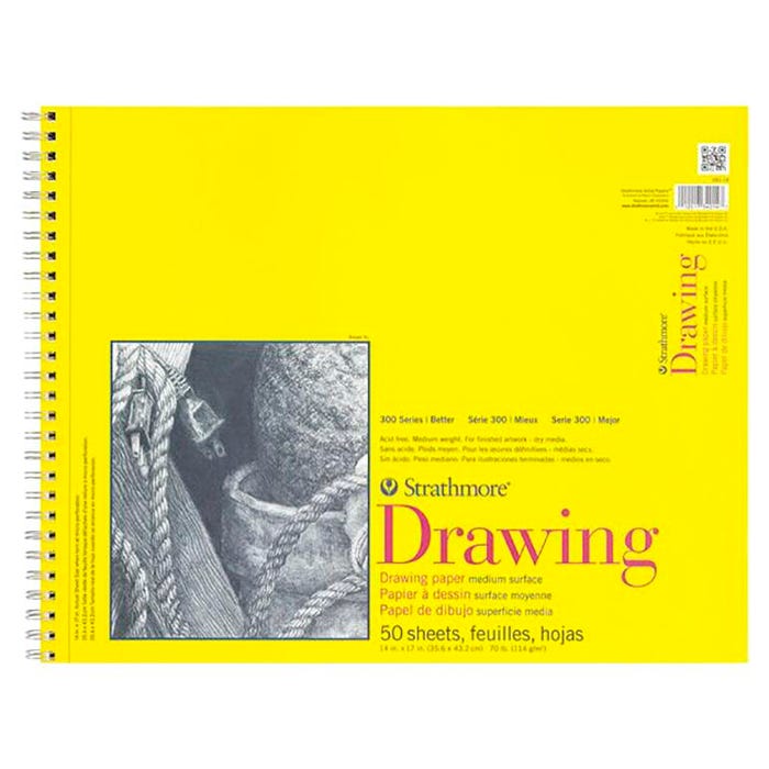 Strathmore 300 Series Drawing Pad, 14 x 17 Inches, 70 lb, 50 Sheets