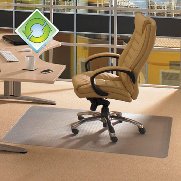 Floortex EcoTex Evolutionmat Standard Pile Chair Mat, Eco-friendly, Rectangle, 36 x 48 Inches, Clear