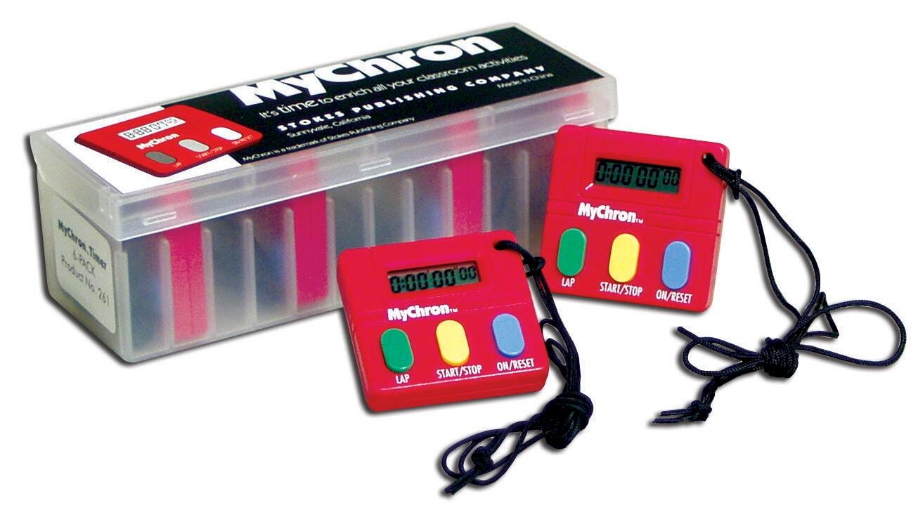 Stokes Publishing MyChron Timer, Red, Pack of 6, Item Number 193-6112