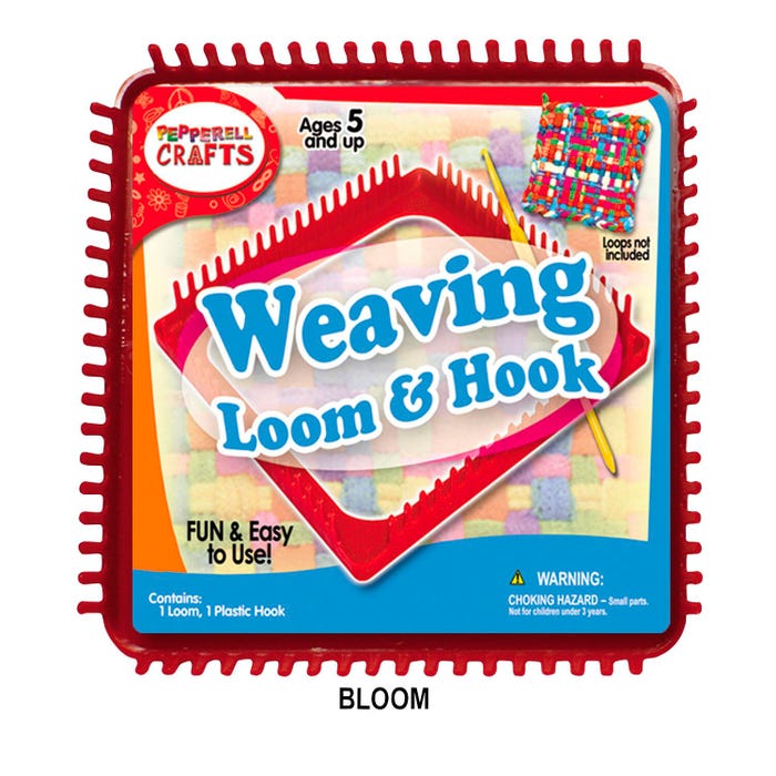 Pepperell Braiding Plastic Square Loop Weaving Loom with Hook, 7-1/4 x 7-1/4 Inches