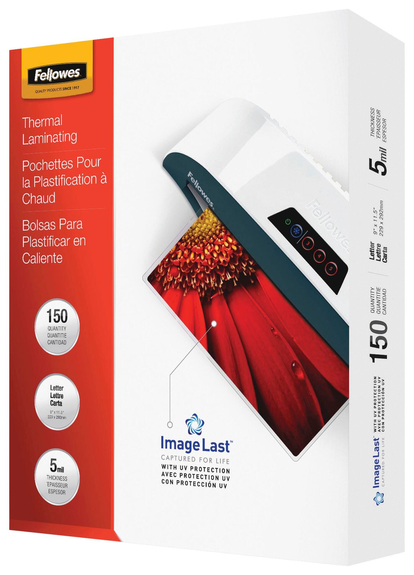 Fellowes Laminating Pouches, 9 x 11-1/2 Inches, 5 mil Thickness, Pack of 150, Item Number 1499284