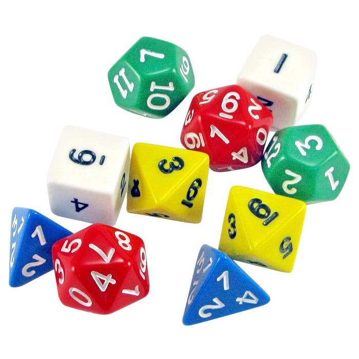 Achieve It! Polyhedra Dice, Assorted Shapes & Colors, Set of 10