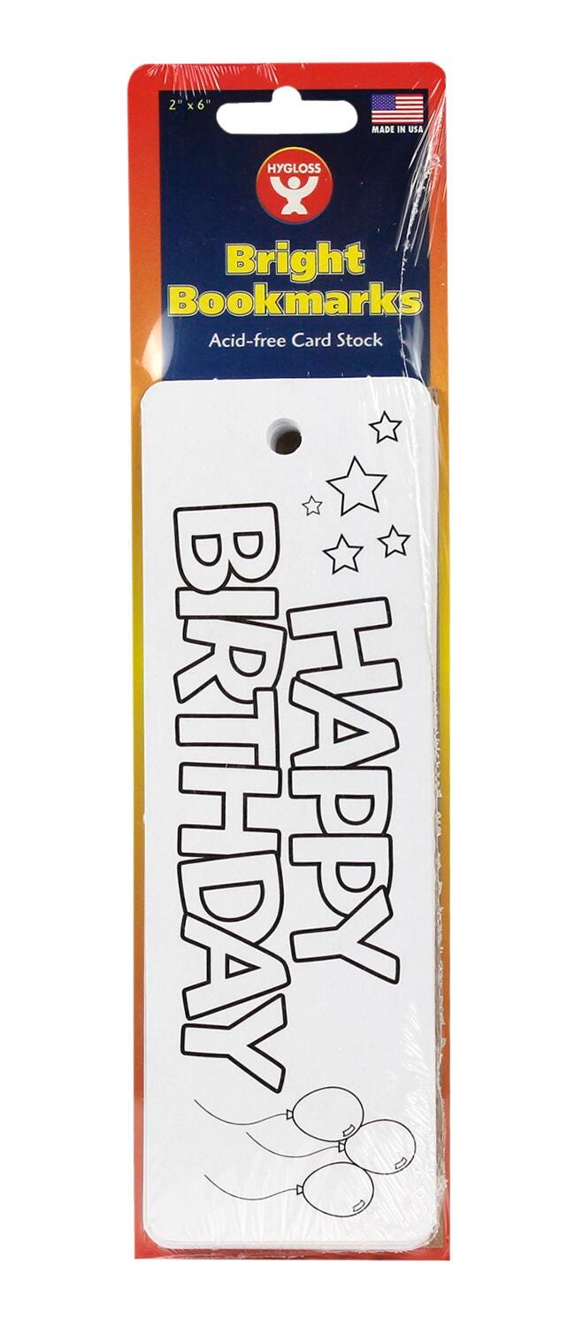 Hygloss Color Your Own Happy Birthday Bookmarks, Item Number 2018459