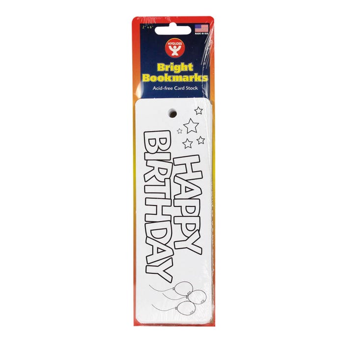 Hygloss Color Your Own Happy Birthday Bookmarks, Pack of 100