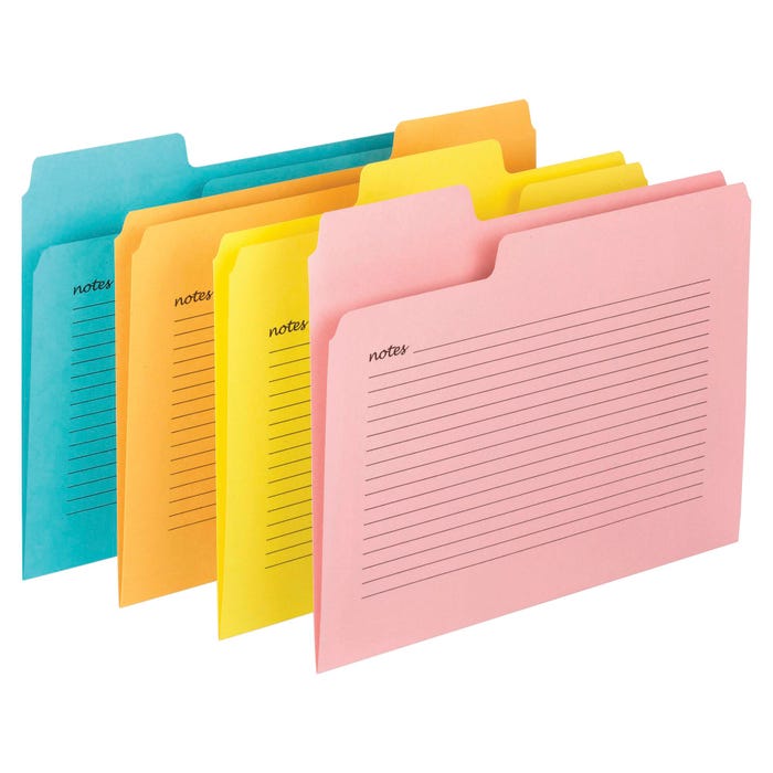 Smead SuperTab Note File Folder, Letter Size, 1/3 Cut Tabs, Assorted Colors, Set of 12