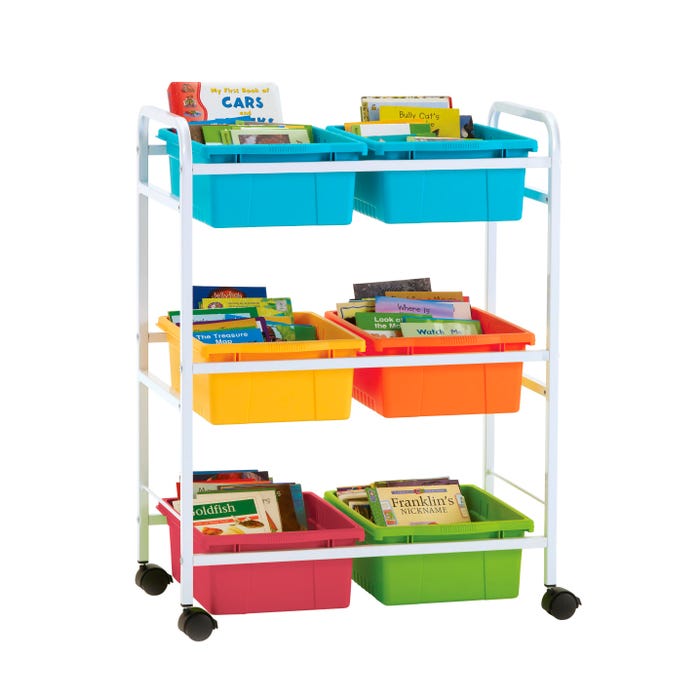 Copernicus Small Book Browser Cart with Vibrant Tubs, 28 x 15-3/4 x 36-1/2 Inches