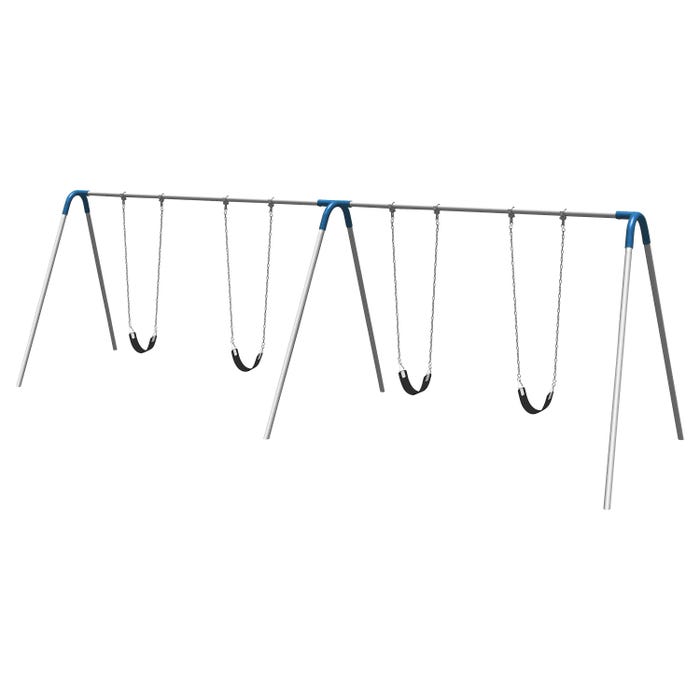 UltraPlay Bipod Double Bay Swing Galvanized Frame, 4 Strap Seats, Blue Yoke Connectors, 198 x 96 x 96 Inches