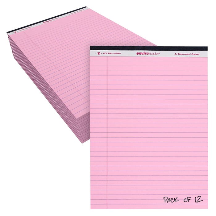 Enviroshades Legal Pads, 8-1/2 x 11 Inches, Pink, 50 Sheets, Pack of 12