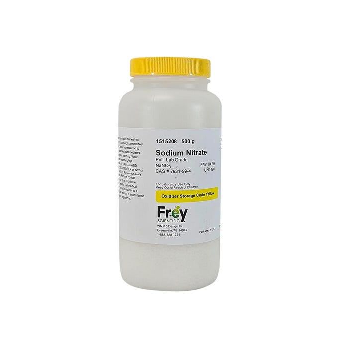 Frey Scientific Sodium Nitrate, Colorless, Lab Grade, 500 Grams