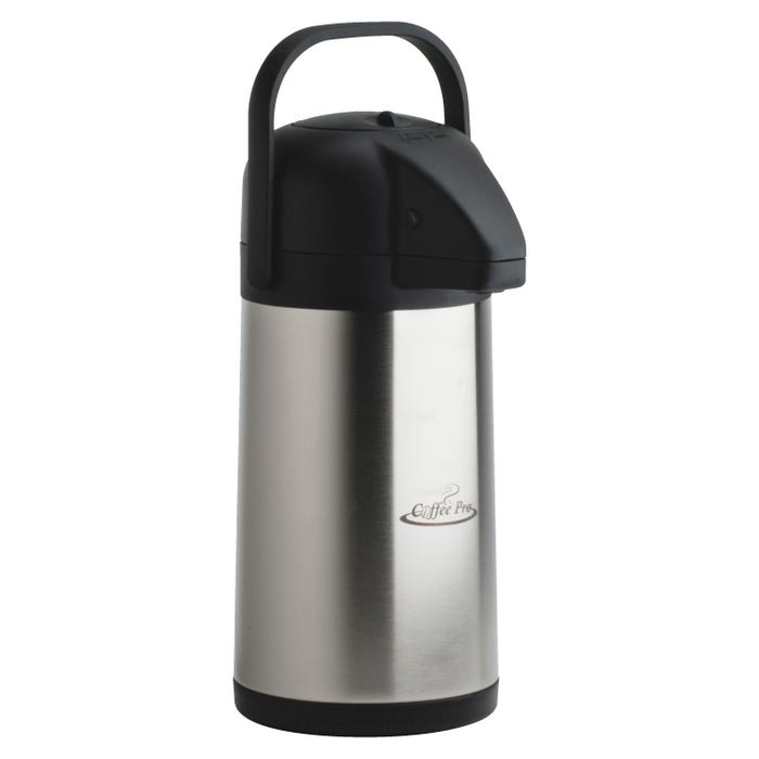 CoffeePro Vacuum Insulated Airpot with Handle, 2.2 Liter, Stainless Steel