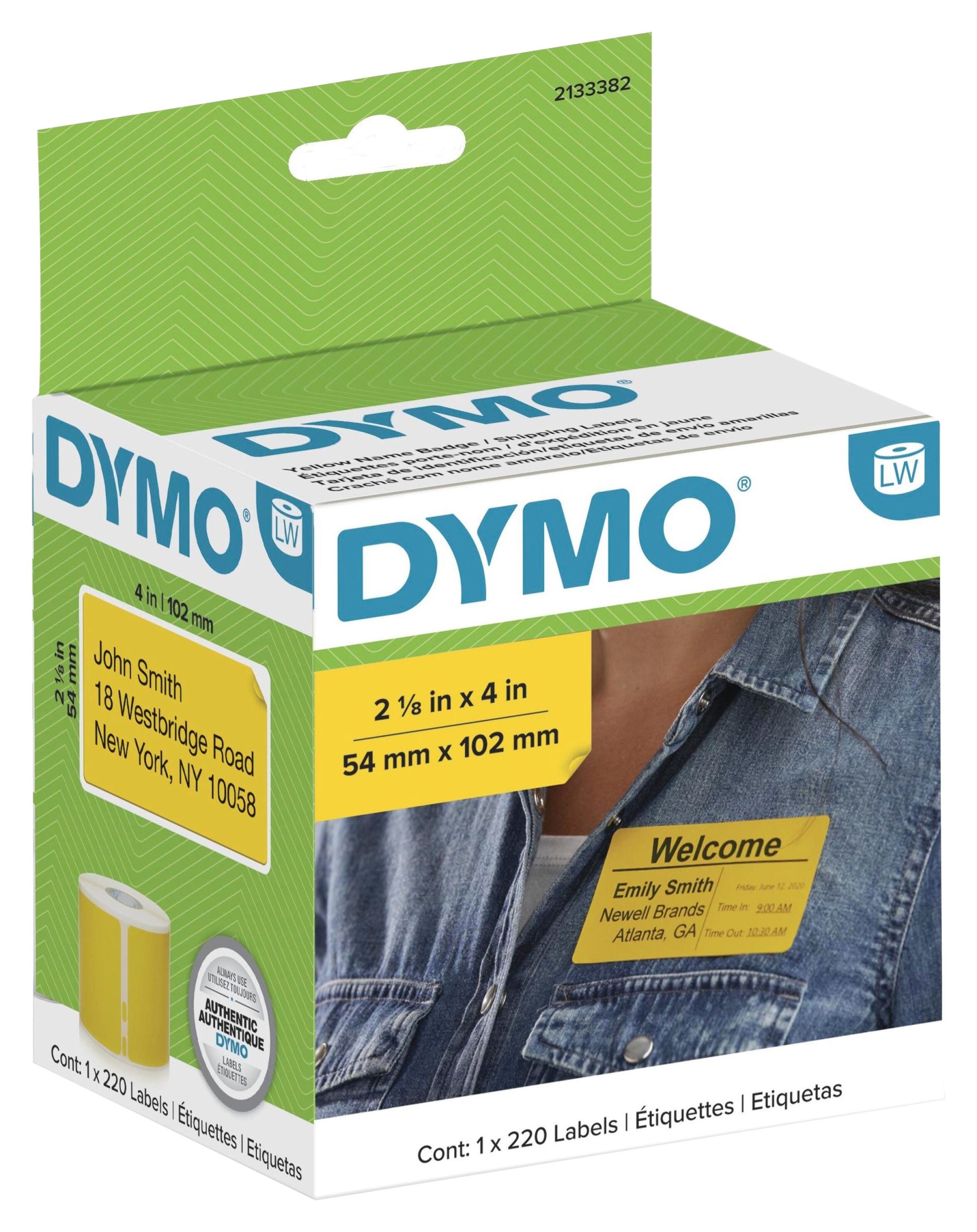 DYMO LabelWriter Name Badge Labels, 2-1/8 x 4 Inches, Yellow, Roll of 220 2048076