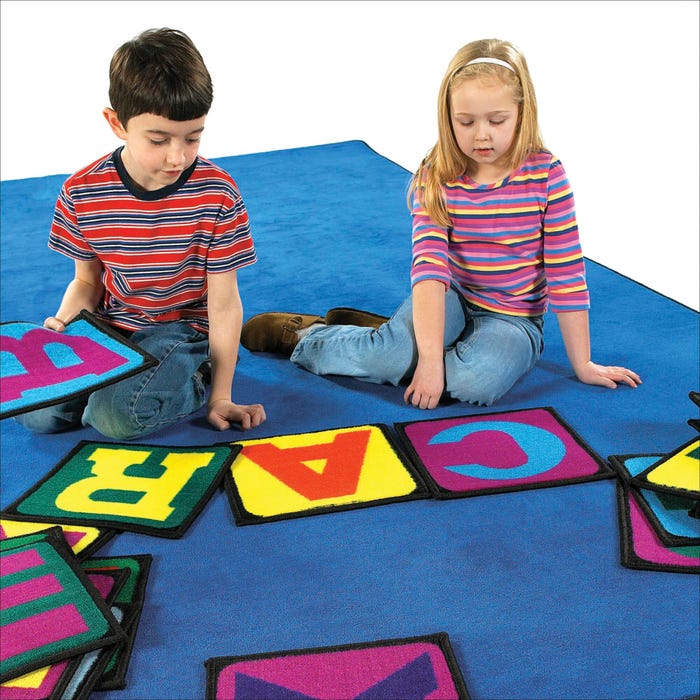 Flagship Carpets Building Blocks Carpet Squares, 12 x 12 Inches, Set of 26