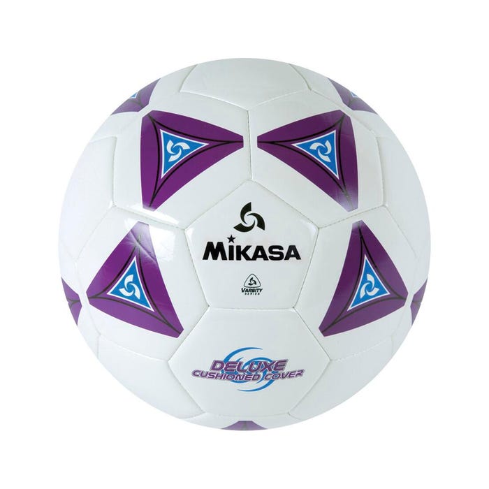 Mikasa Size 5 Deluxe Cushioned Soccer Ball, Ages 12 and Up, 27 Inch Diameter, White/Purple