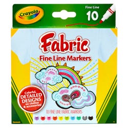 Crayola Fabric Markers, Fine Line, Assorted Colors, Set of 10 1466264