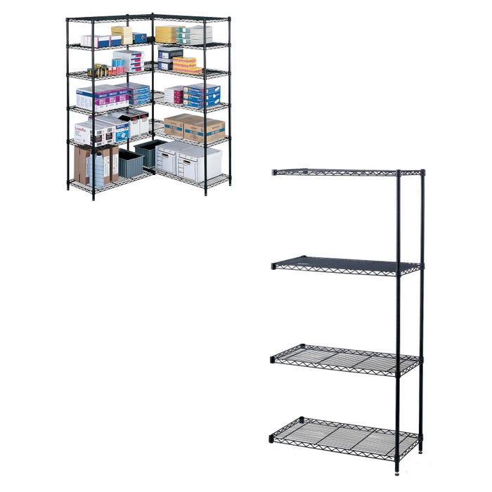 Safco Adder Wire Shelving, 36 in W X 18 in D, 1250 lb, Black