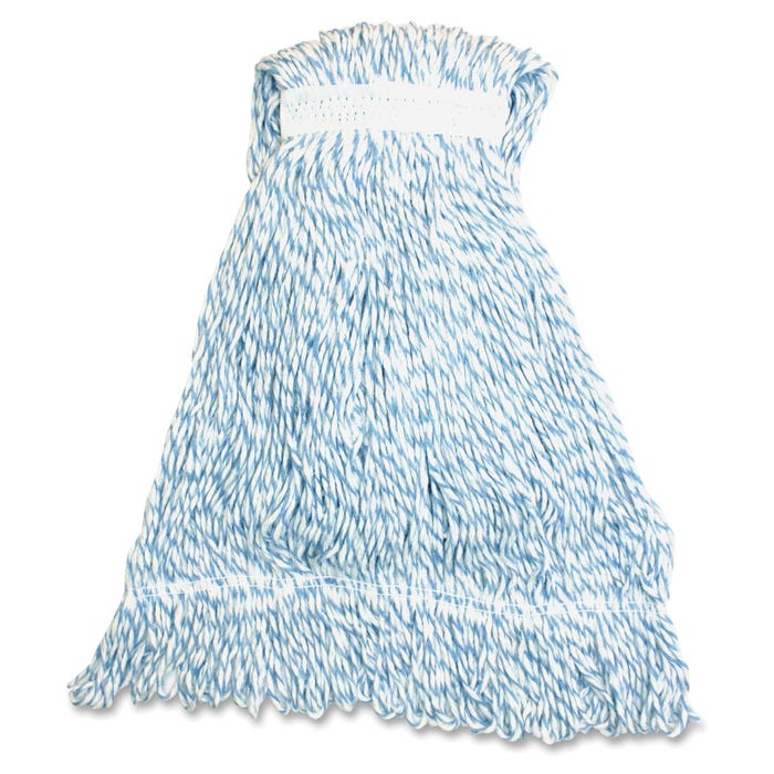 Genuine Joe Hygrade Rayon Blue Stripes Medium Mophead, Blue and White