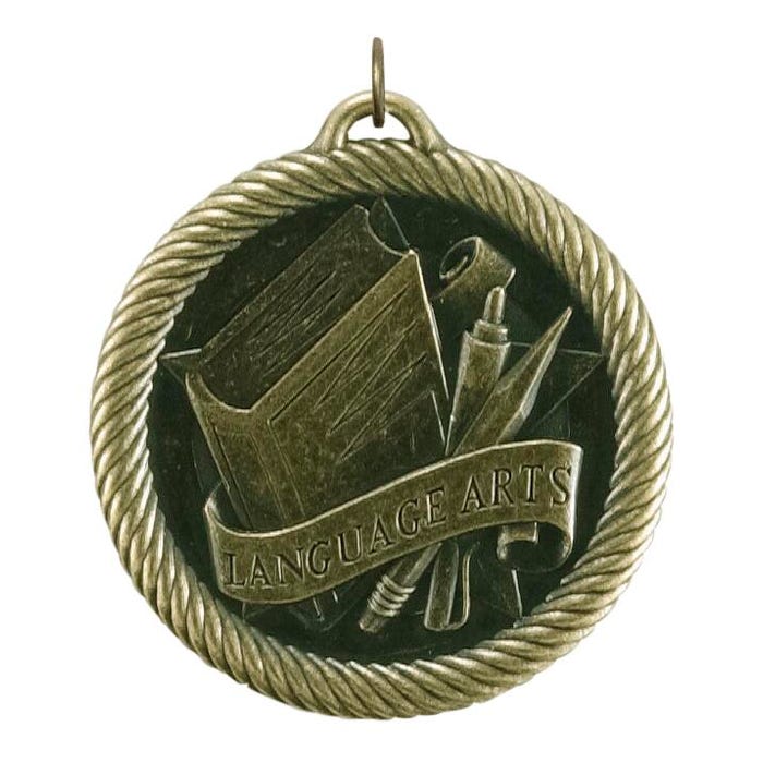 PDU CAT Multi-Level Dovetail/Language Arts Value Medal, 2 in, Solid Die Cast, Gold