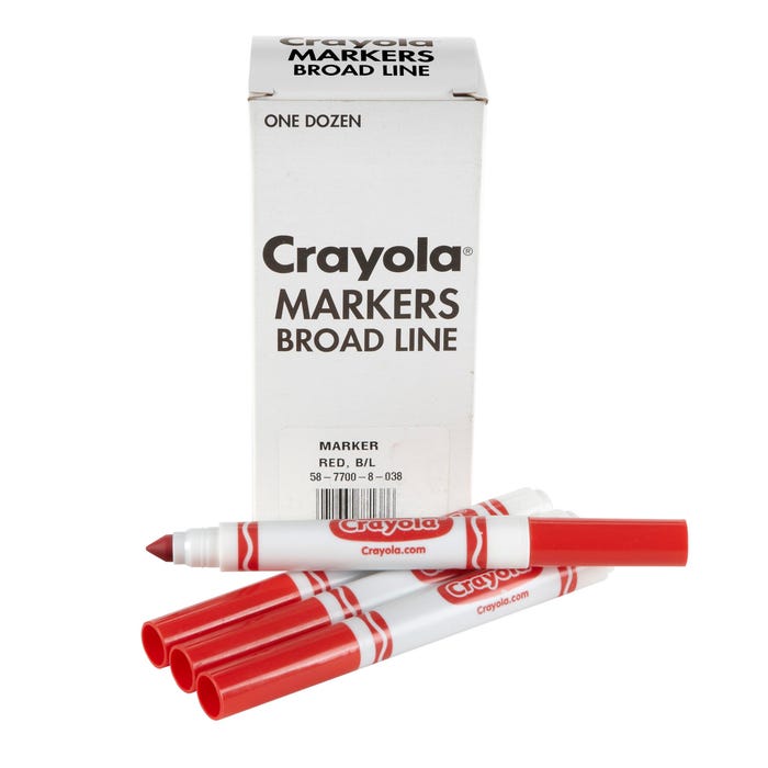 Crayola Bulk Markers, Broad Line, Red, Pack of 12