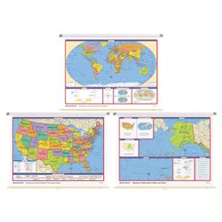 Rand McNally Elementary Political Wall Maps, Set of 3, Item Number 1440888