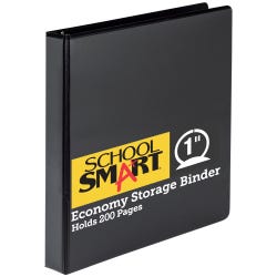 School Smart D Ring Binder, Polypropylene, 1 Inch, Black 2006449