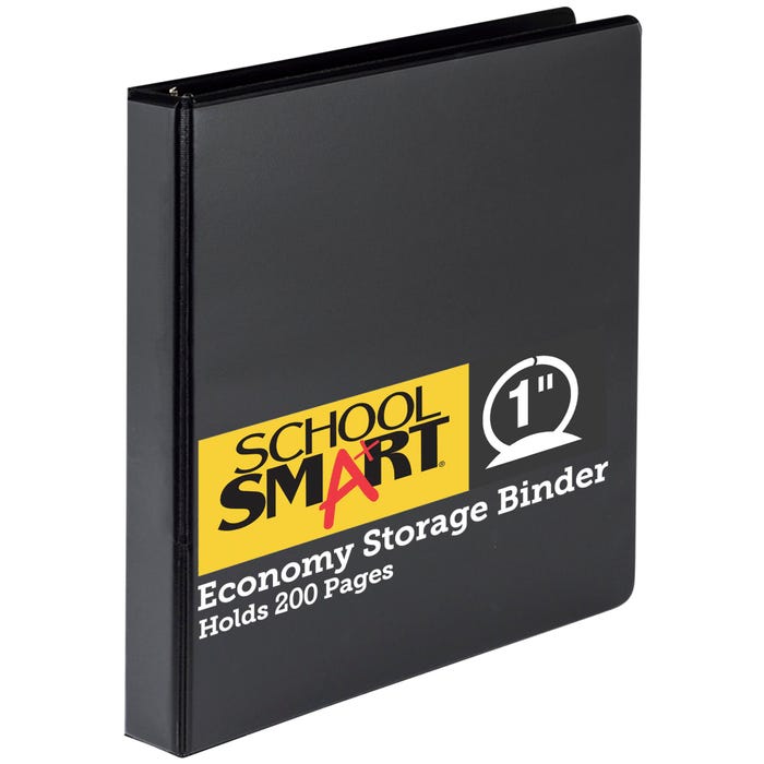 School Smart Round Ring Binder, Polypropylene, 1 Inch, Black
