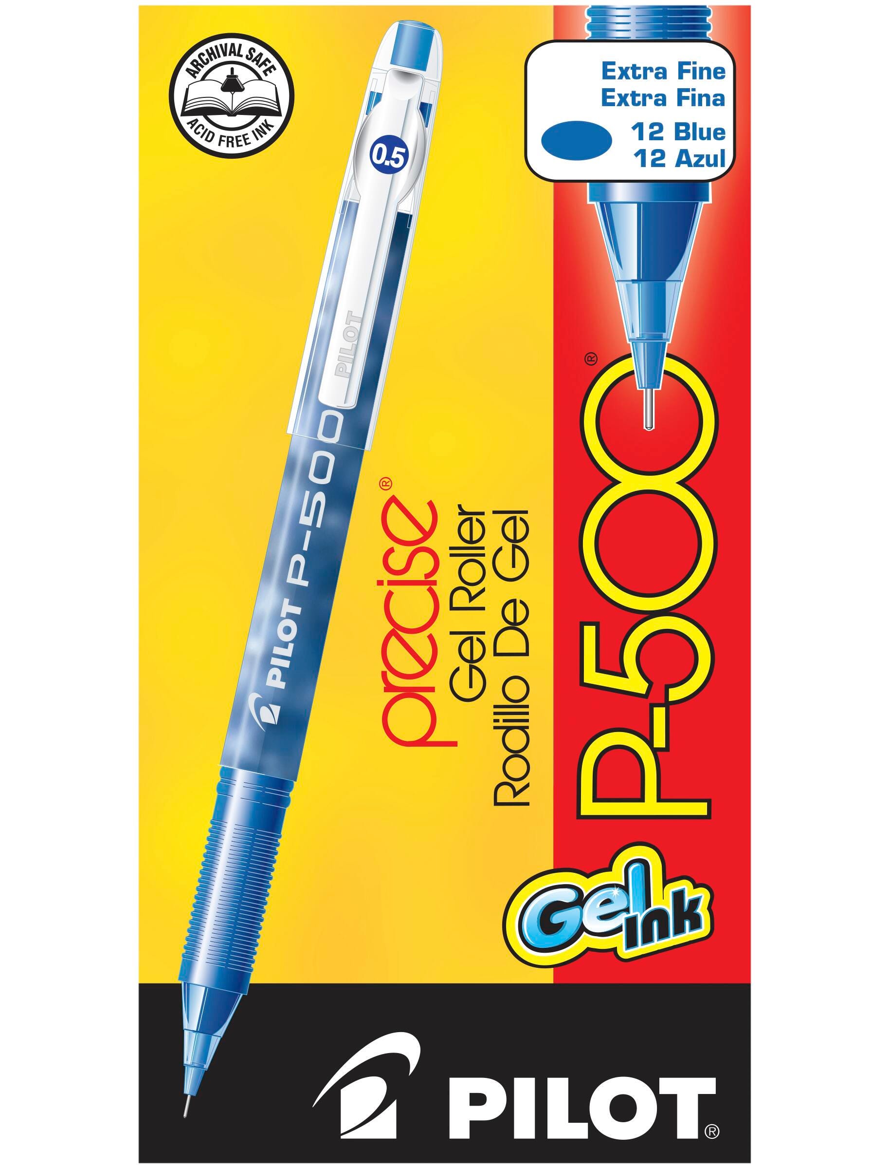 Pilot Precise P-500 Gel Ink Rolling Ball Pens, Extra Fine Point, Blue Ink, Pack of 12 2131000