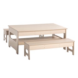 Image for Childcraft Out2Grow Outdoor Oak Poly Table and Bench Set, 48 x 30 x 20 Inches, 2 12-Inch Benches from School Specialty
