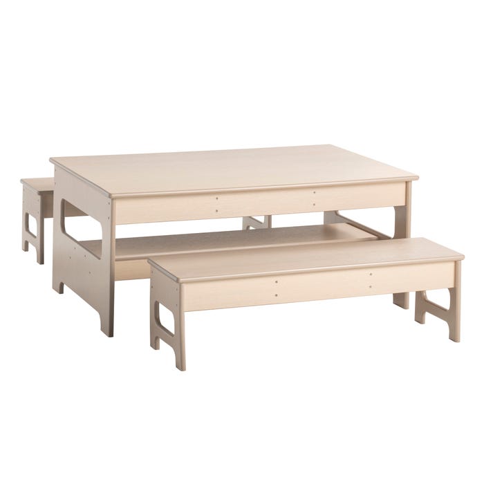 Childcraft Out2Grow Outdoor Table and Bench Set, 48 x 30 x 20 Inches, Two 12-Inch Benches