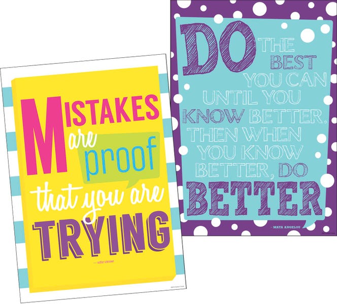 Barker Creek Keep Trying Posters, 13-3/8 x 19 Inches, Set of 2