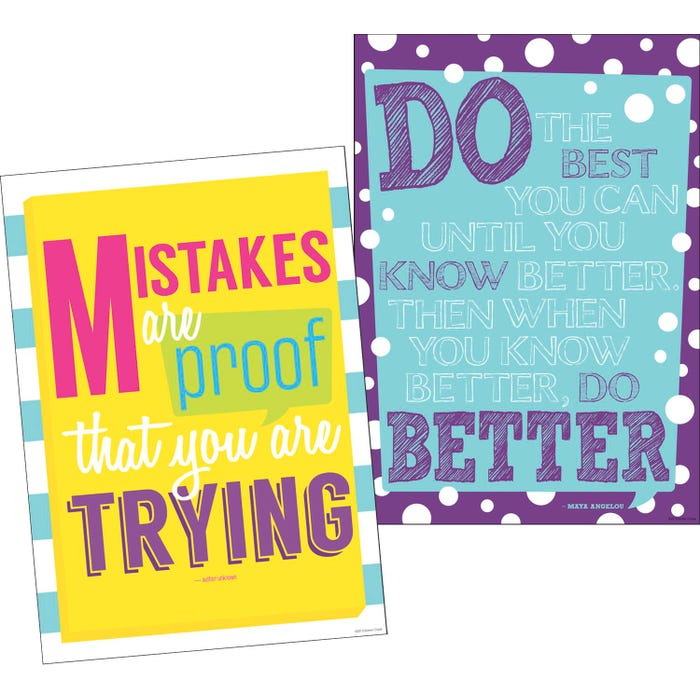 Barker Creek Keep Trying Posters, 13-3/8 x 19 Inches, Set of 2